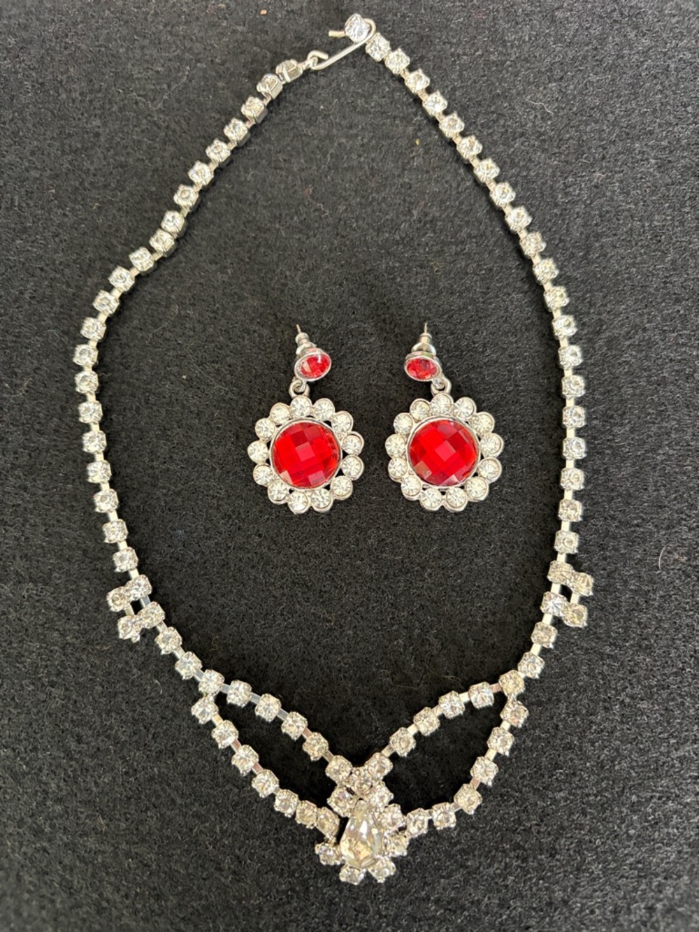 CZ Diamond Indian Bridal Choker and Earring Set.